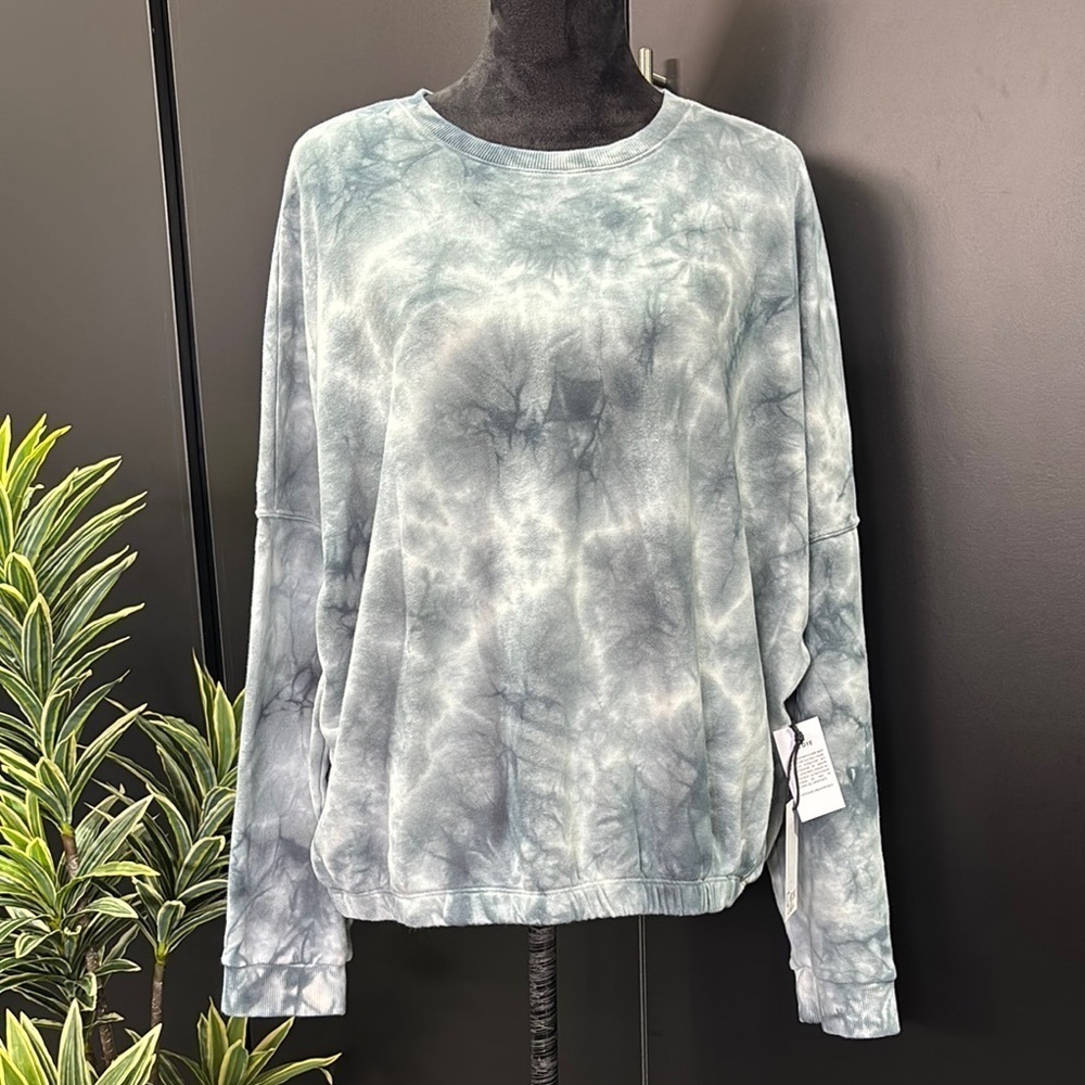 DEX Pullover elastic waist/cuffs rib knit,boat neck,tie-dye sweatshirt